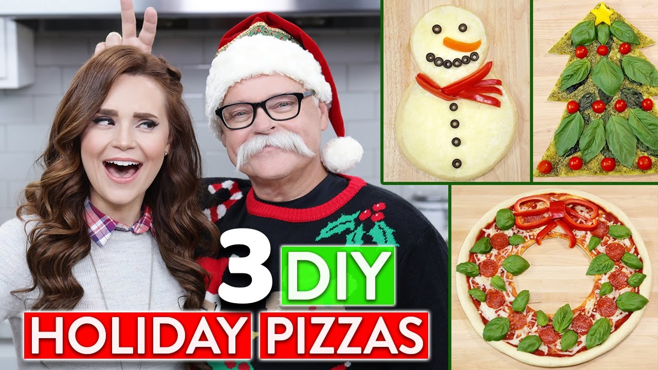 Tres recetas de pizzas temáticas navideñas preparadas por Rosanna y su Papá