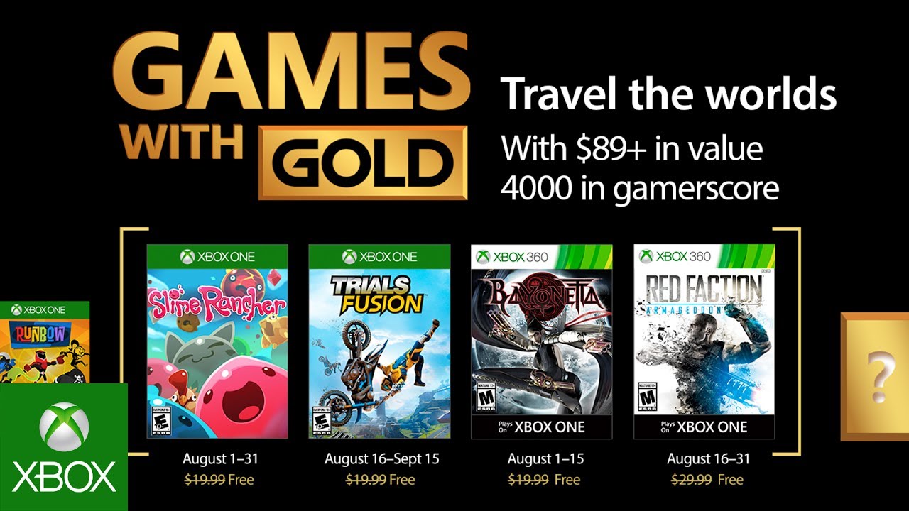 Games with Gold para Agosto de 2017