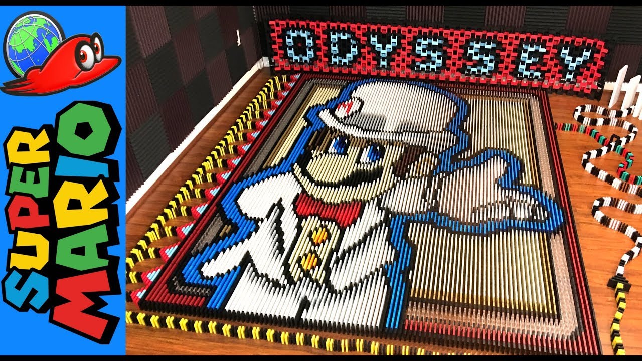 Tributo a Super Mario Odyssey construido con 148777 dominós