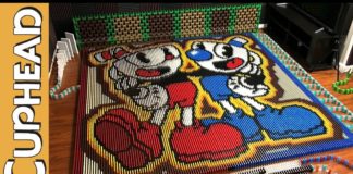 Cuphead y Mugman construidos con 22734 dominós Cuphead y Mugman construidos con 22734 dominos
