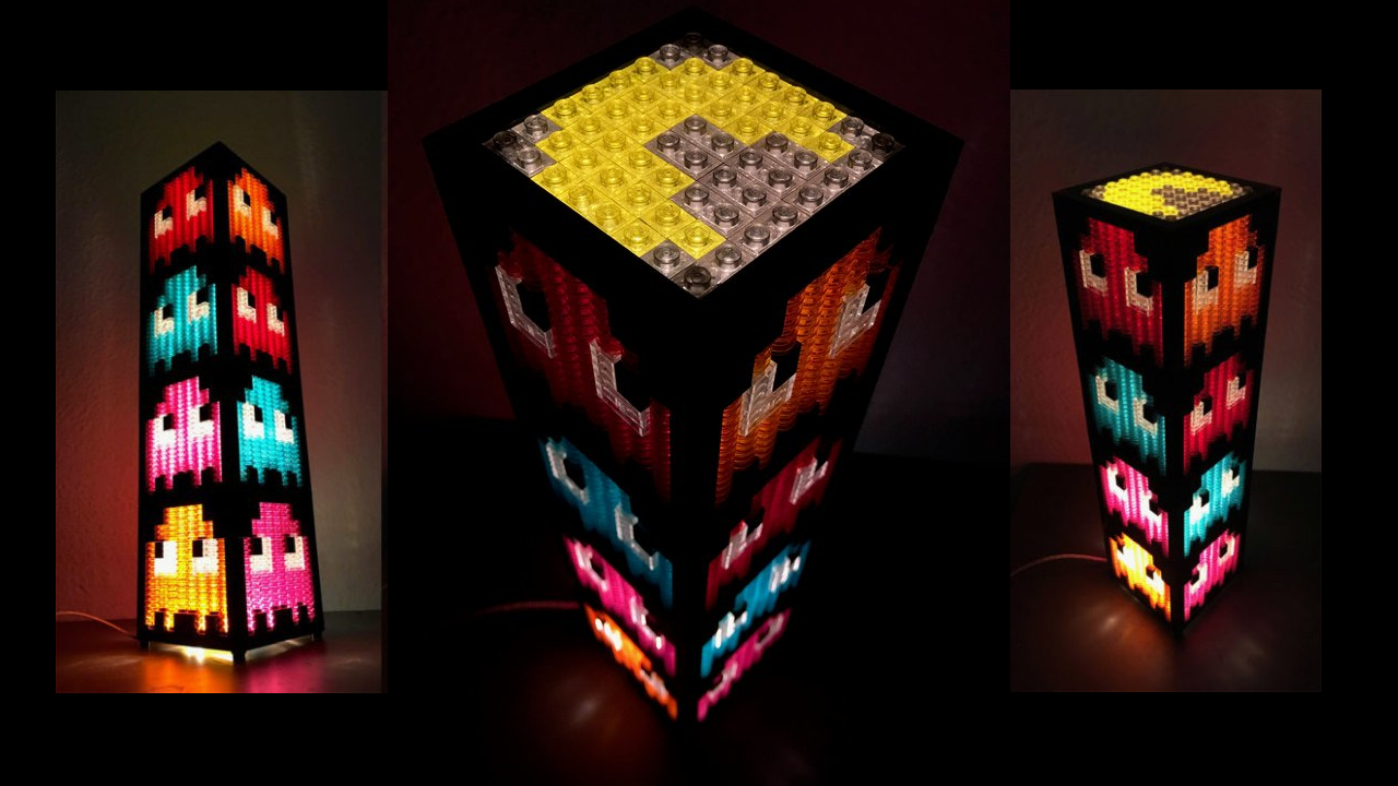 Lámparas de Pac-Man construidas con LEGO