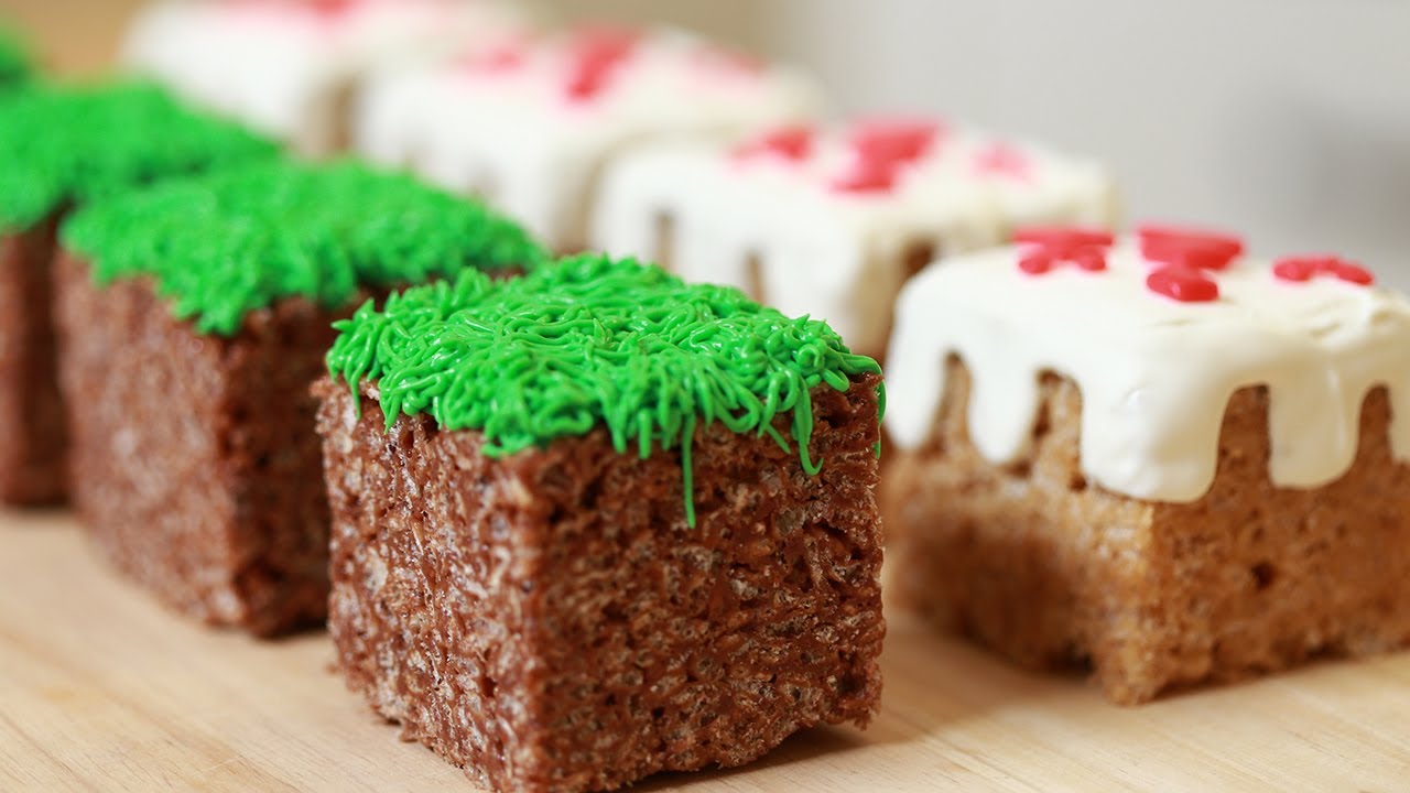 Bocadillos de Rice Krispy inspirados en Minecraft