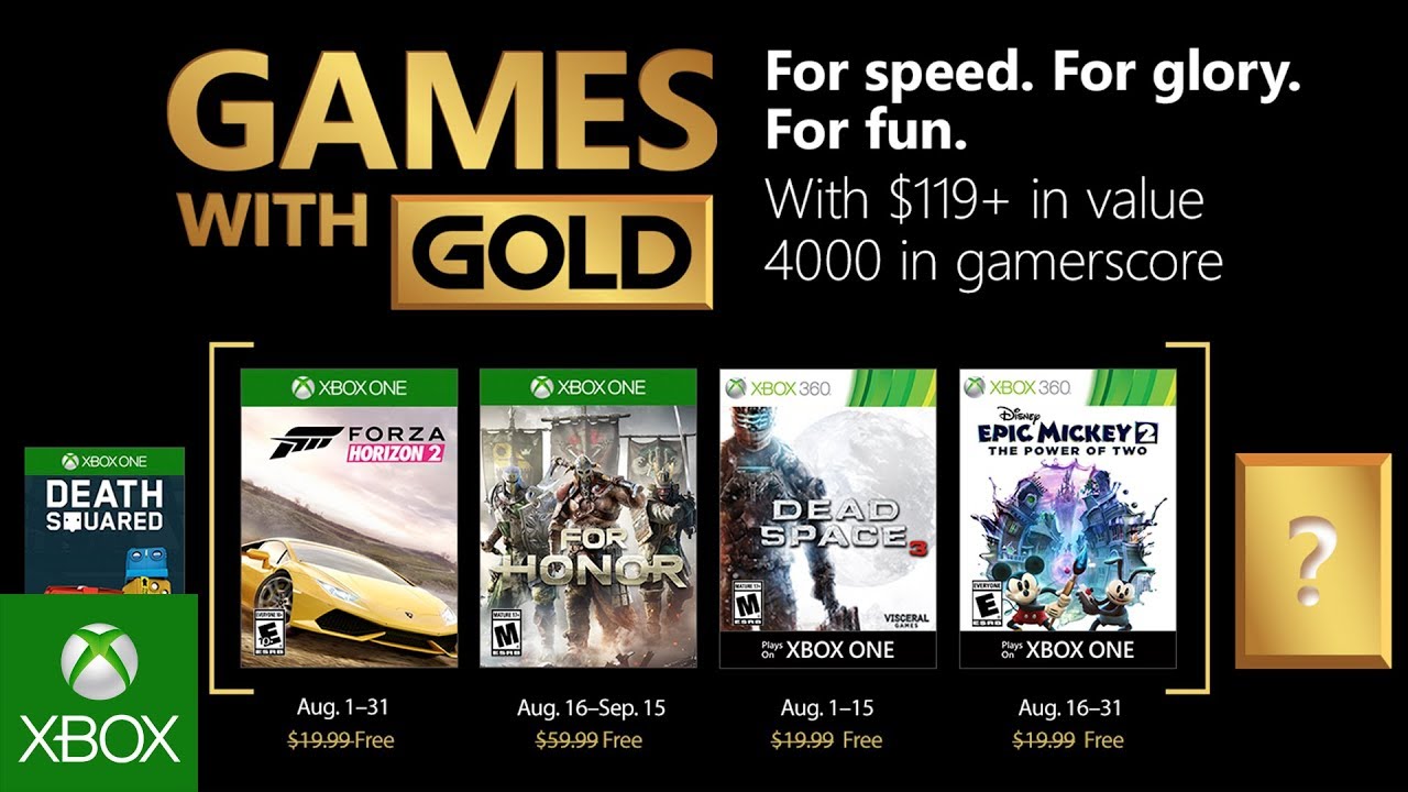 Games with Gold para agosto de 2018