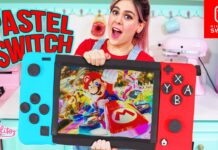 Queque de Nintendo Switch recubierto con fondant Queque de Nintendo Switch recubierto con fondant