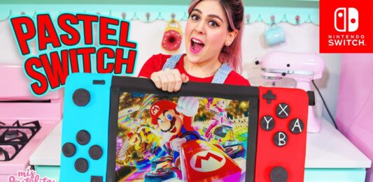Queque de Nintendo Switch recubierto con fondant Queque de Nintendo Switch recubierto con fondant